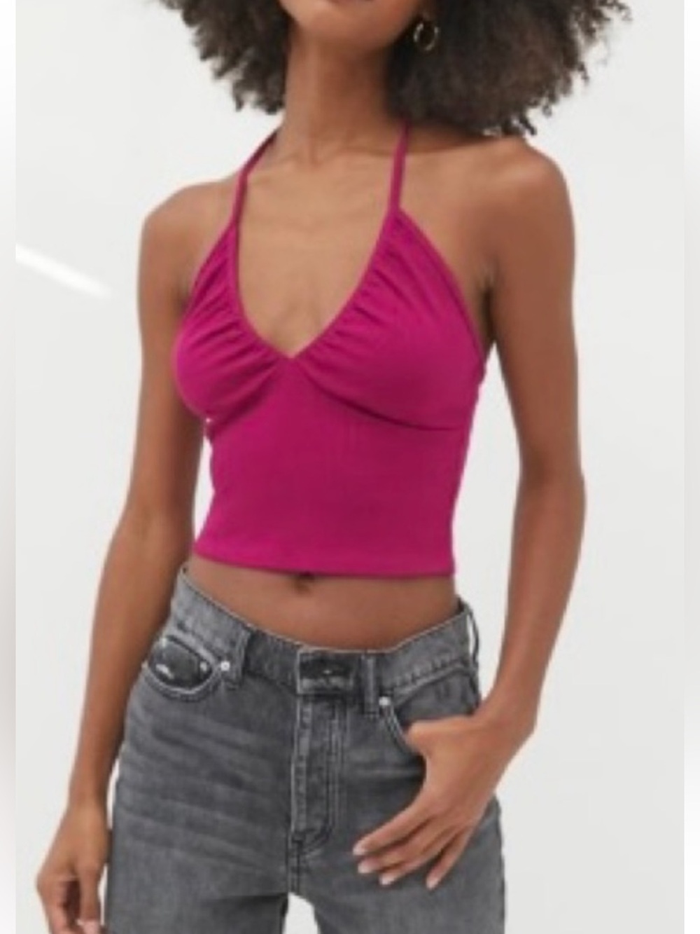 Urban Outfitters Ribbed Halter Crop Top Pink, size S, like new!